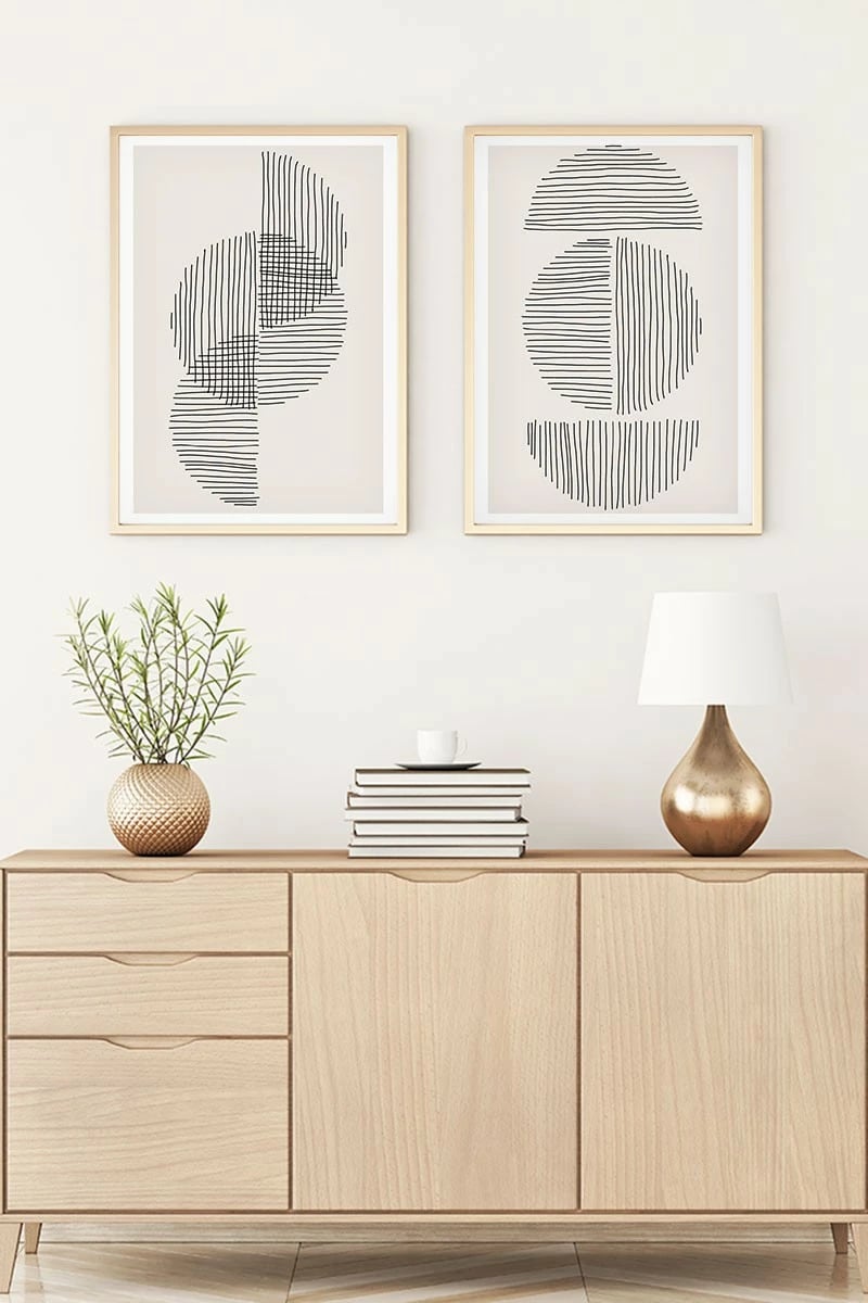 Pikturë dekorative me kornizë, MDF, 2 copë, Wallity, Huhu3, 50x35cm