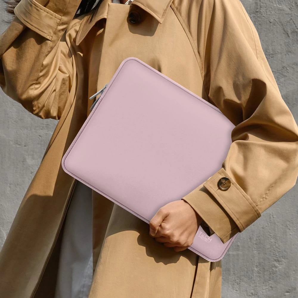 Kasë laptopi Tech-Protect NeoSlim 13-14 inç me çantë aksesorësh, Rozë