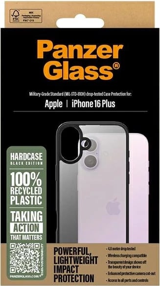 Mbështjellës PanzerGlass për iPhone 16 Plus 6.7", i zi