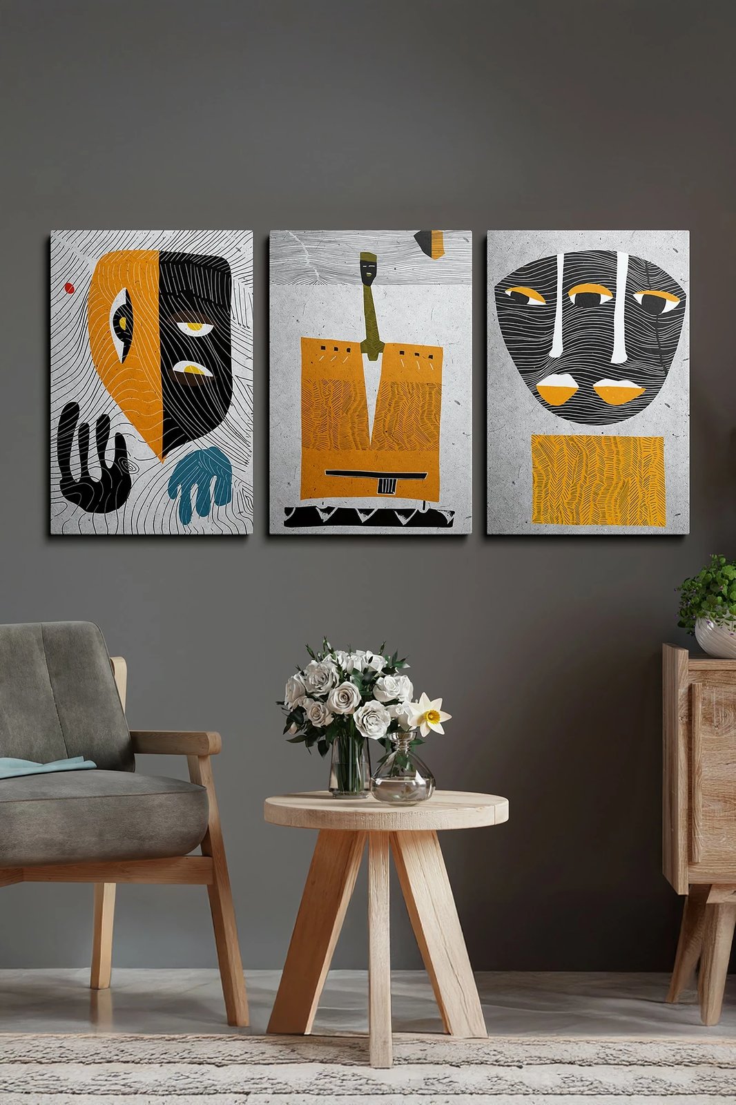 Pikturë dekorative në kanavacë (3 copë), Wallity, Ersycnvs6, 50x70