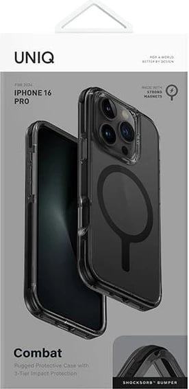 Mbështjellës UNIQ Combat MagClick Charging për iPhone 16 Pro 6.3", i zi
