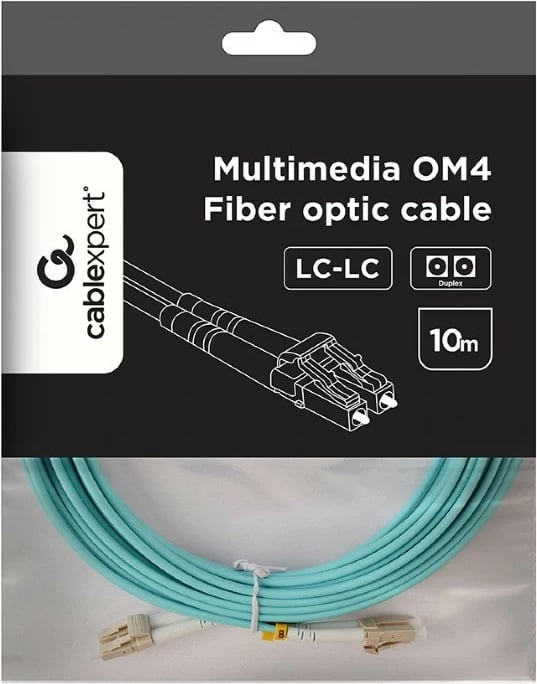 Kabllo optike Gembird CFO-MDOM4-LC/LC-10M, multimode duplex, 10m, turkuaz