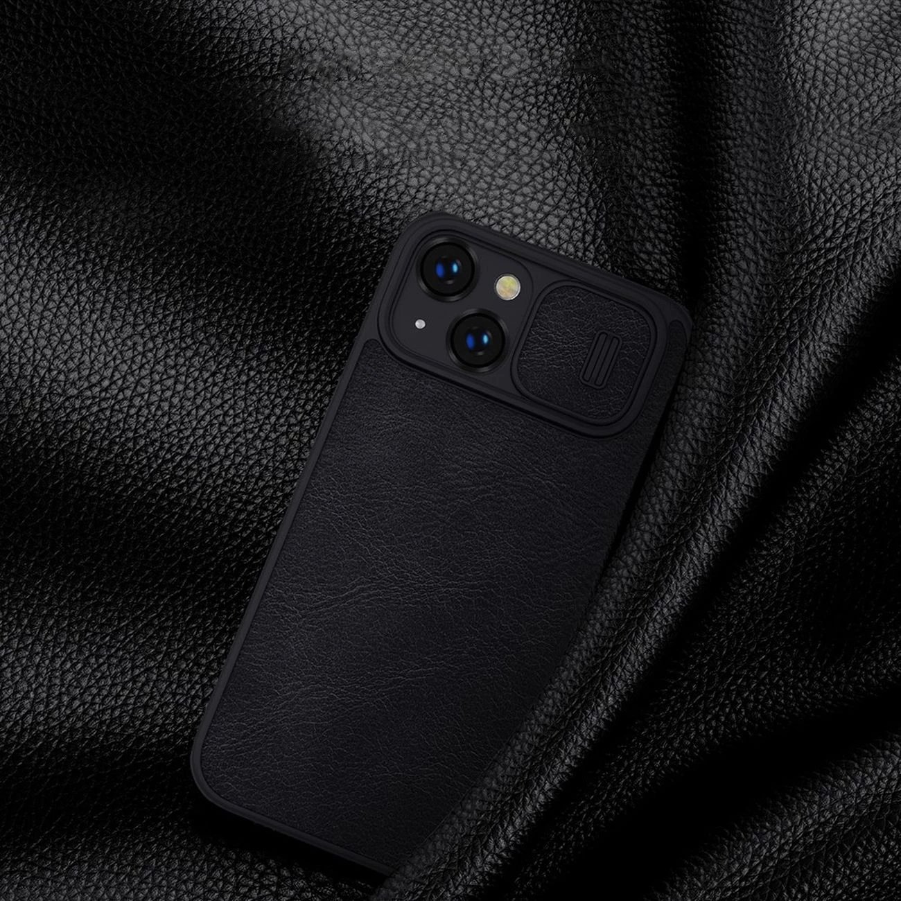 Mbështjellës Nillkin Qin Leather Pro Case për iPhone 14 Plus, me kapak kamere, e zezë