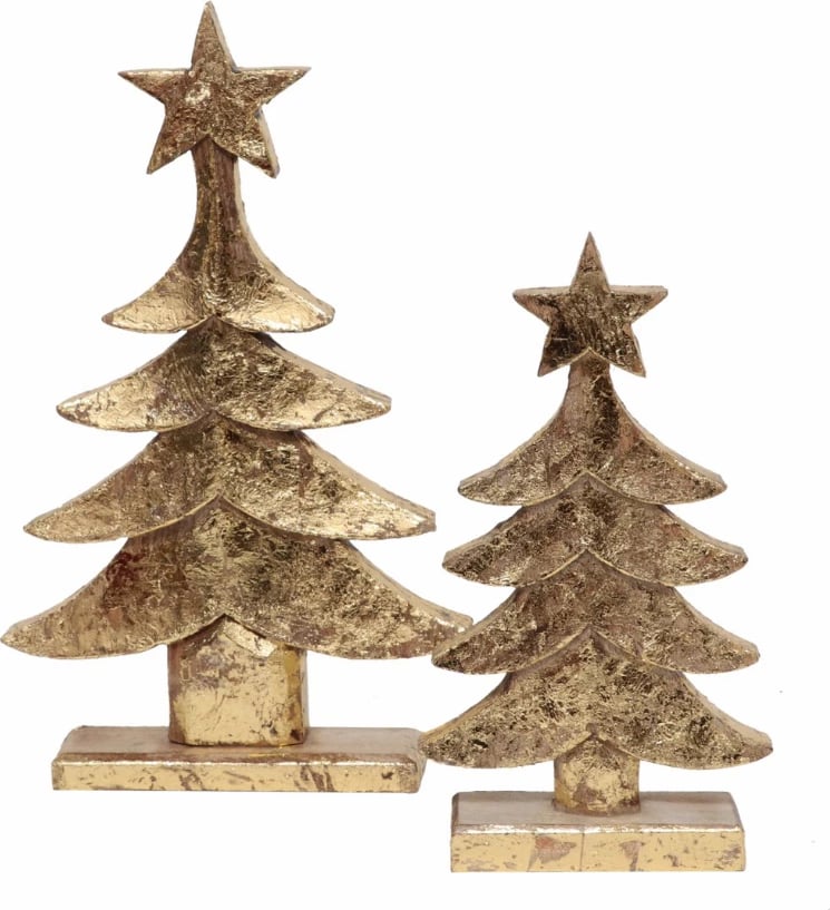 Dekor pemë Krishtlindjesh, dru mango, ngjyrë ari, 26x7x42cm Dekor pemë Krishtlindjesh, dru mango, ngjyrë ari, 26x7x42cm