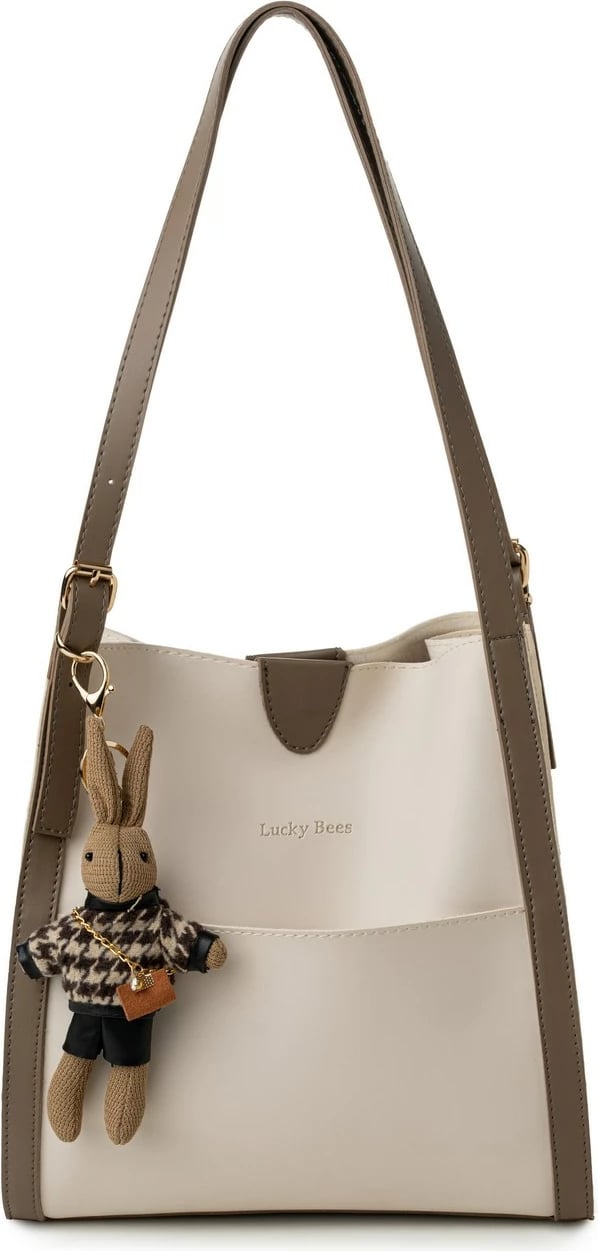 Torbë tote Lucky Bees, krem, mink e errët, 352