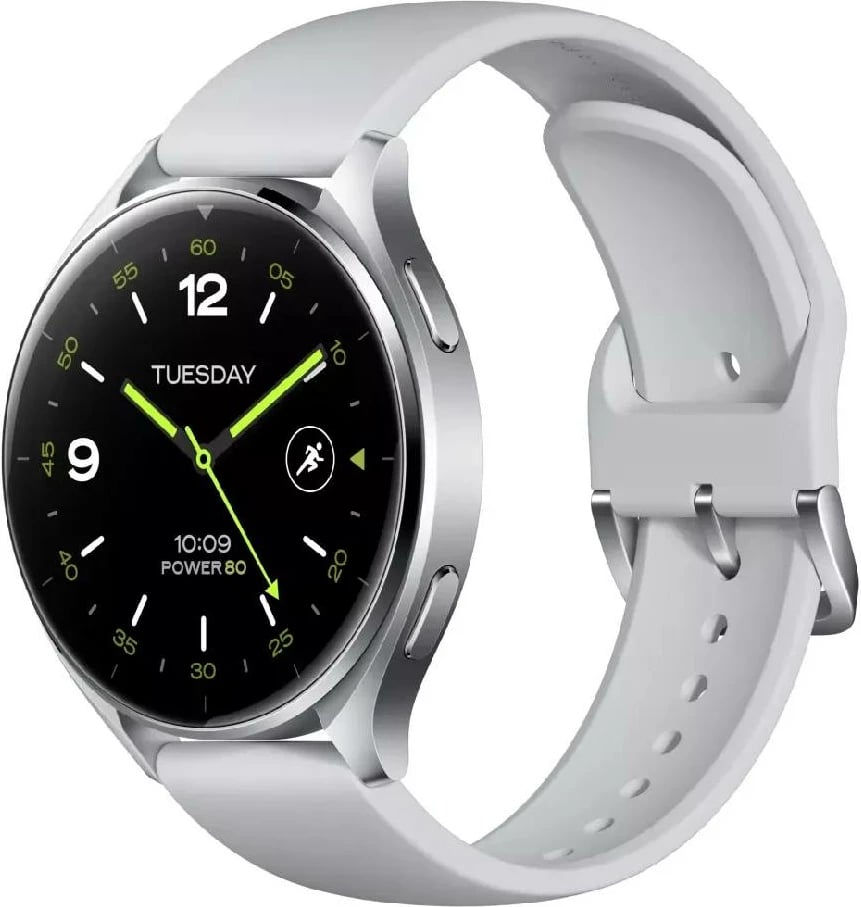 Smartwatch, Xiaomi Watch 2 1.43\" AMOLED, GPS, 5 ATM, Bluetooth 5.2, 495 mAh, kasë argjendi me rrip TPU gri
