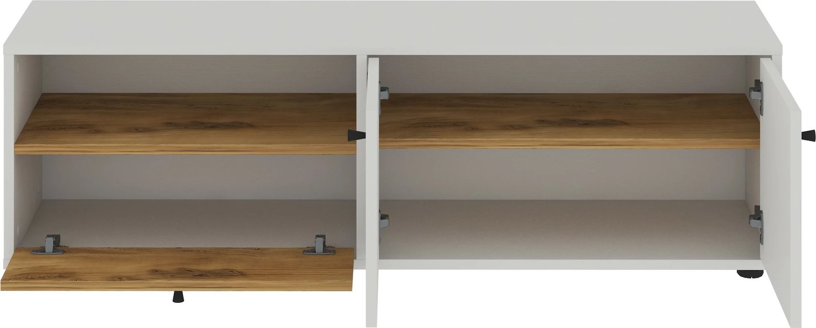 Komodë TV Skye Decor, e bardhë, lisi, Pao