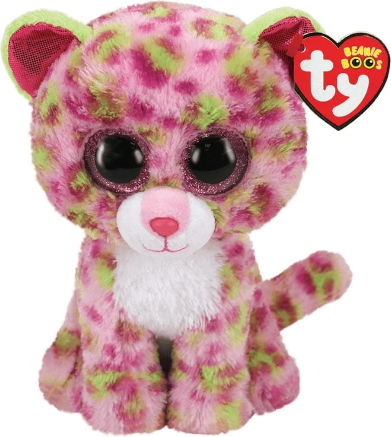lodër pelushi, TY, Beanie Boos Leopard 36312, 15 cm, rozë