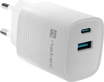 Karikues muri Natec Ribera GAN NUC-2140, 30W, 1x USB-A + 1x USB-C, Bardhë