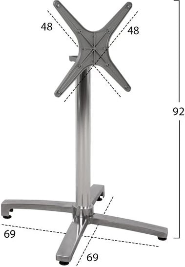 Bazë alumini e palosshme, kromuar, 69x69x73-92cm, me kryq 48x48, FH459.03