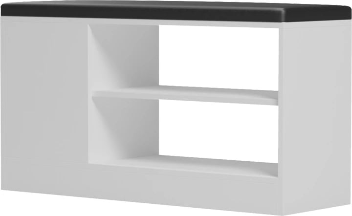 Dollap për këpucë me ulëse Deboule, për 8 palë këpucë, ngjyrë bardhë-e zezë, 90x30x46cm