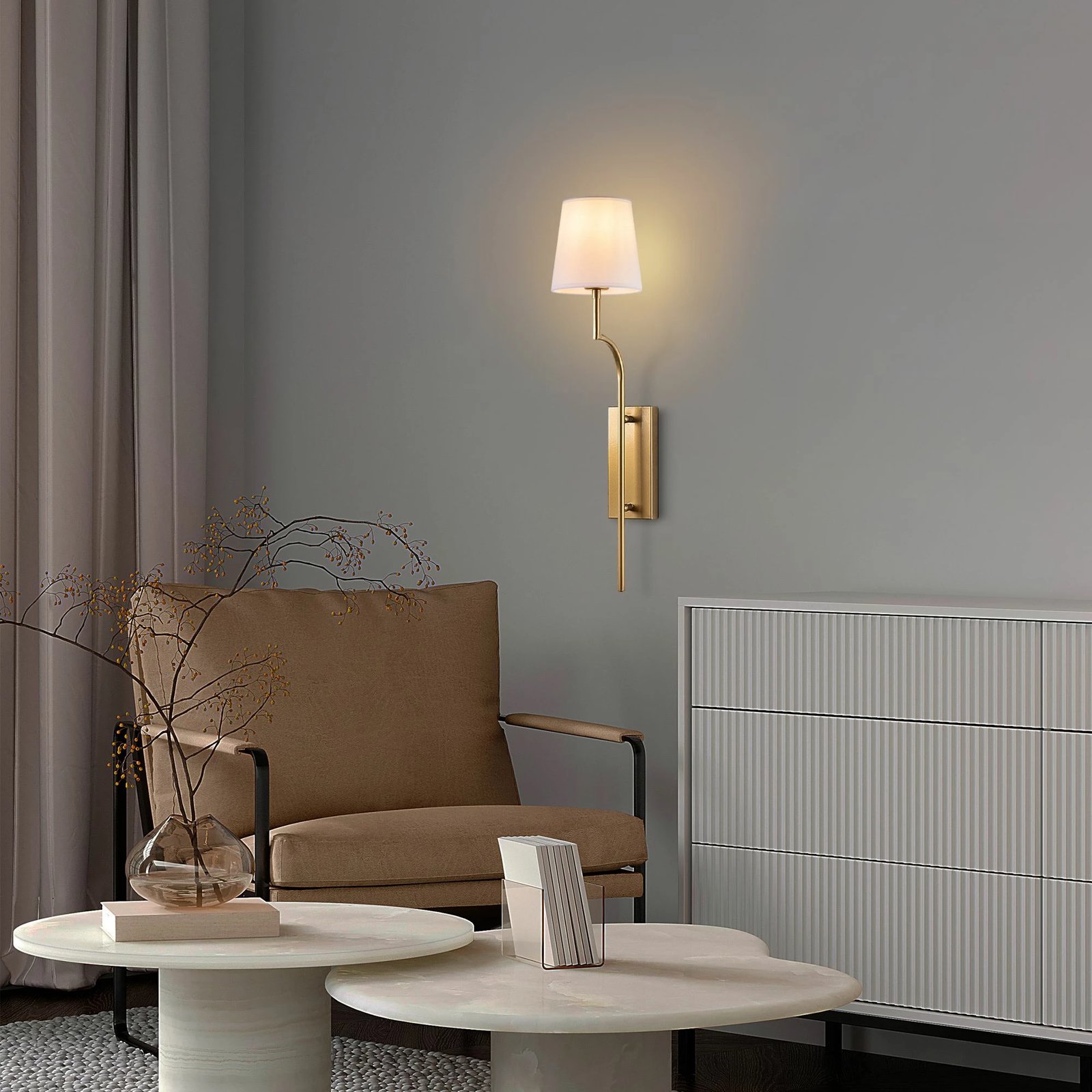 Llambë muri Opviq, Lumora - 15333, ngjyrë ari dhe e bardhë