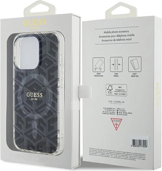 Mbështjellës Guess IML GCube MagSafe për iPhone 15 Pro Max, i zi Mbështjellës Guess IML GCube MagSafe për iPhone 15 Pro Max, i zi