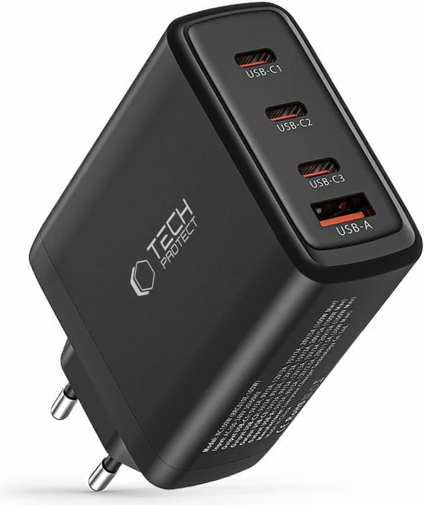 Karikues rrjeti Tech-Protect NC100W-GAN, 4 porta, 100W, USB-C/USB-A, i zi