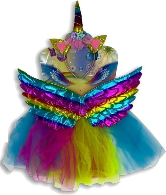 Set Unicorn NEXT me fustan, rrip koke dhe krahë ngjyrash