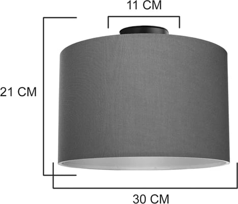 Llambë tavani njëdritëshe Momoa, ngjyrë gri, D30x21cm