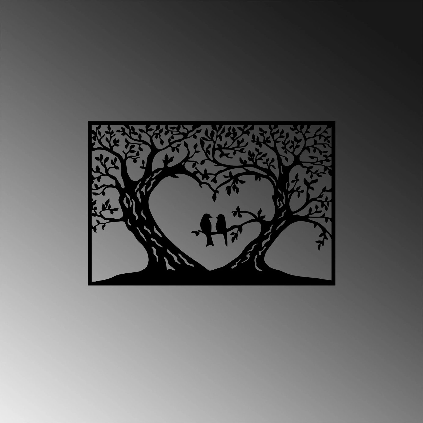 Aksesor muri dekorativ prej metali, Wallity, Birds Love - 280 S, ngjyrë e zezë, 46x69cm