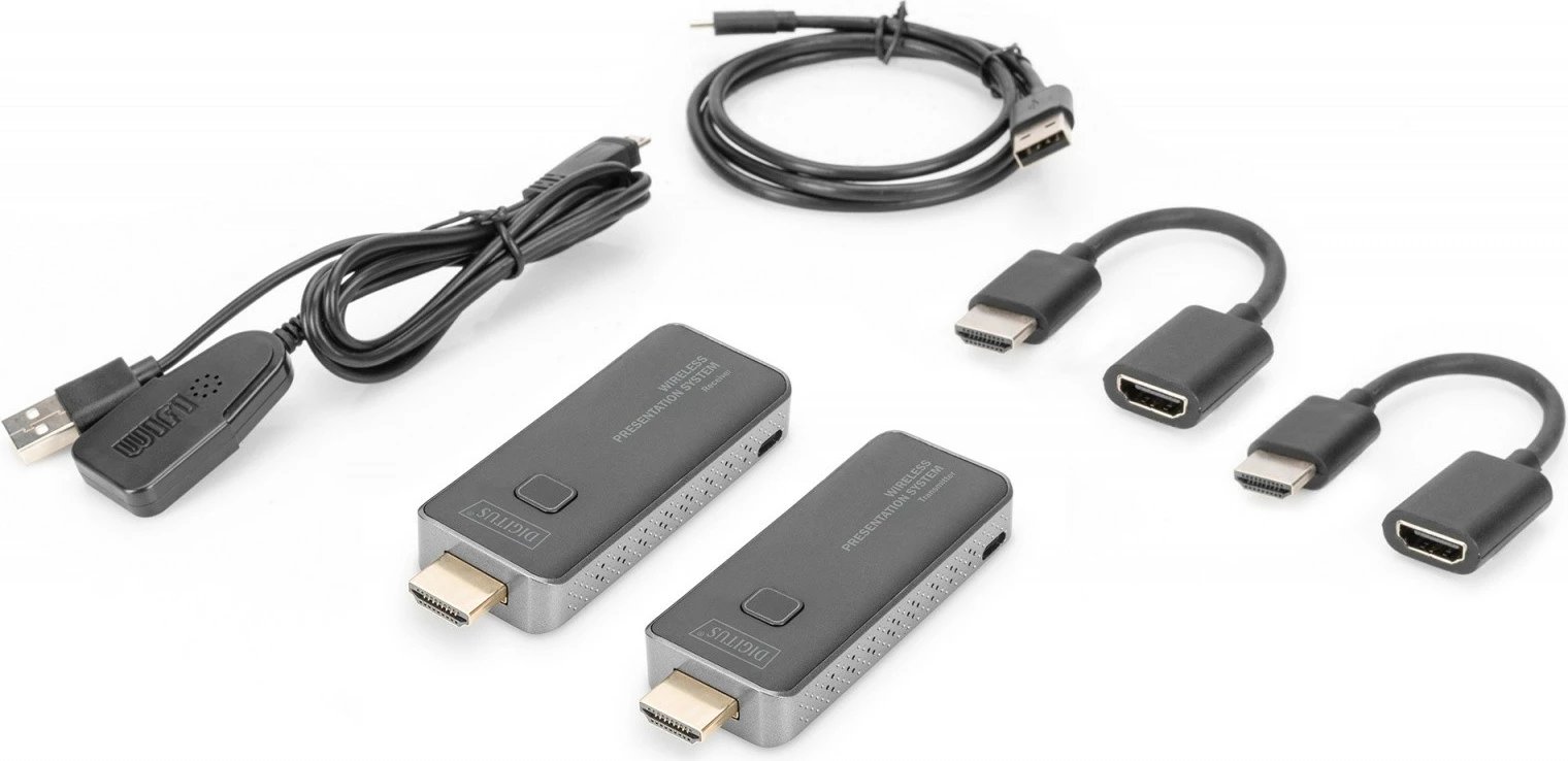 Set HDMI wireless Digitus DS-55319, transmetim 50m, Full HD, Gri/Argjend