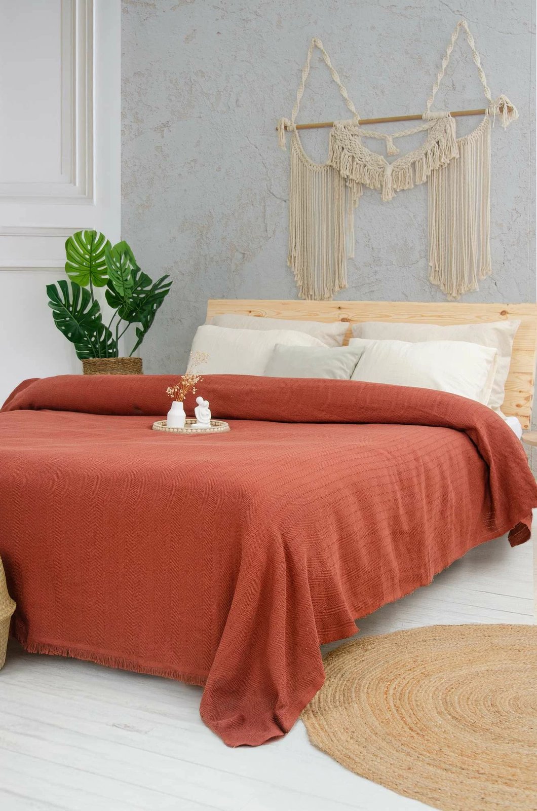 Batanije Double Pique, ngjyrë e kuqe tjegulle, Marla, 220x240cm