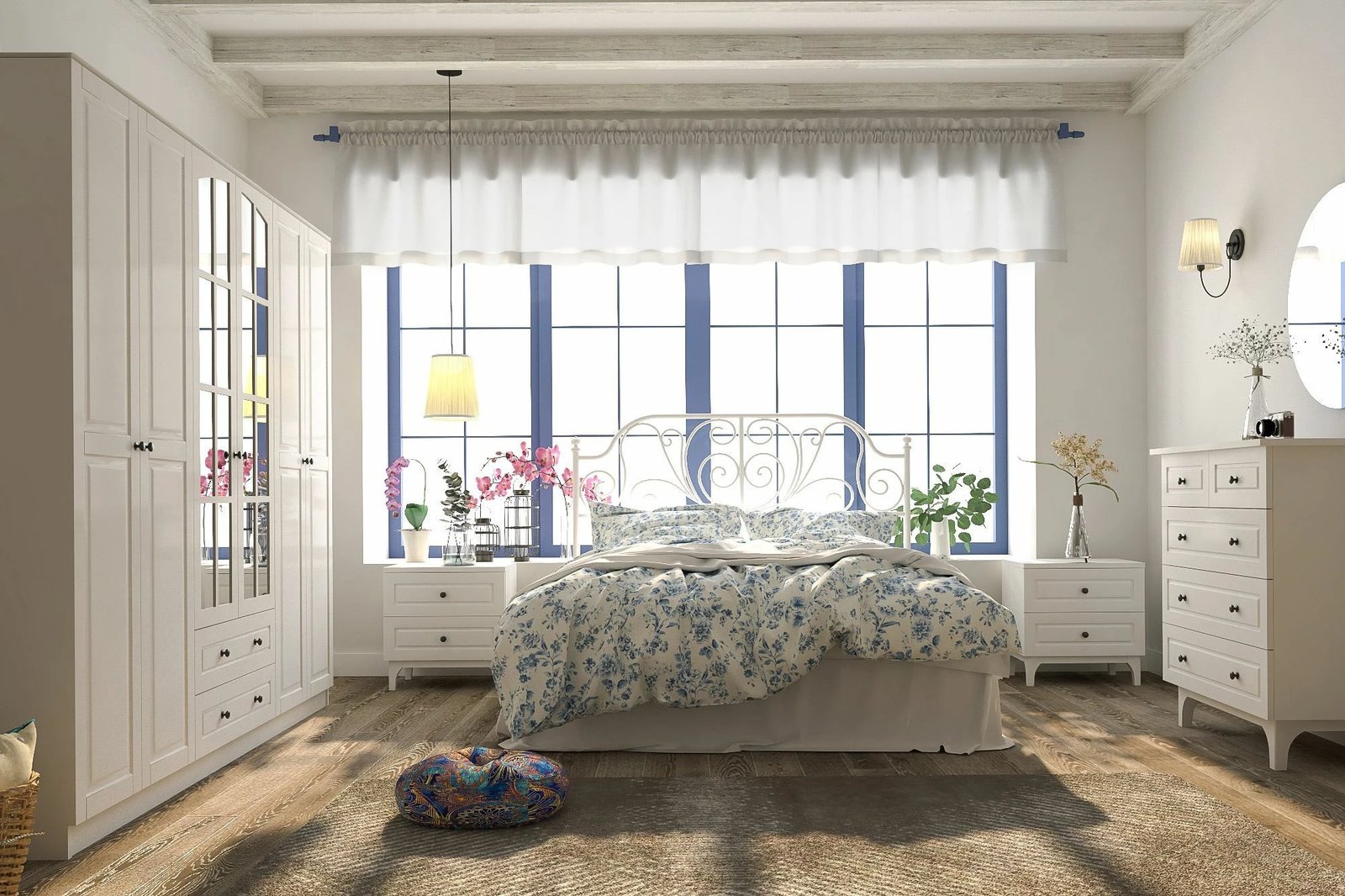 Dollap Skye Decor, ngjyrë e bardhë mat, RB-019, 210x210x52cm