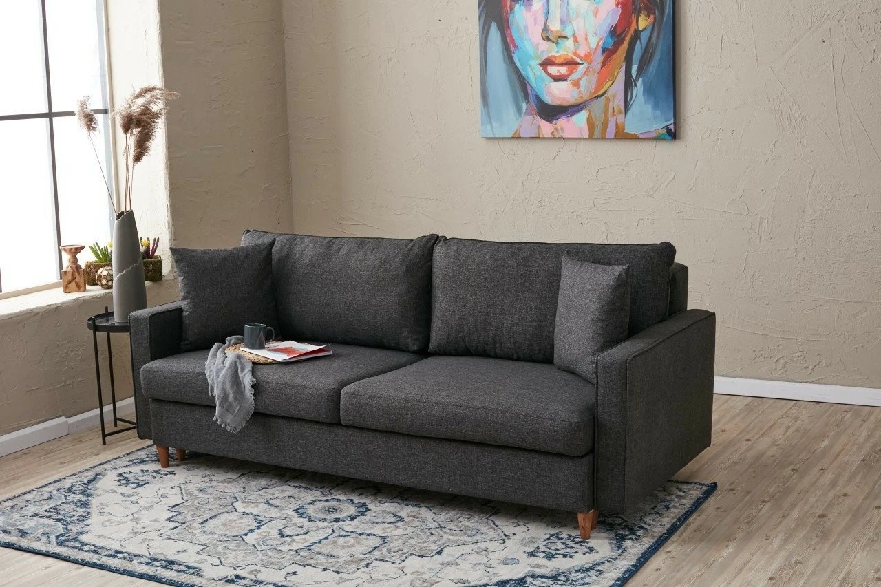 Divan-krevat treshe, ngjyrë antracit, Atelier del Sofa, Eva