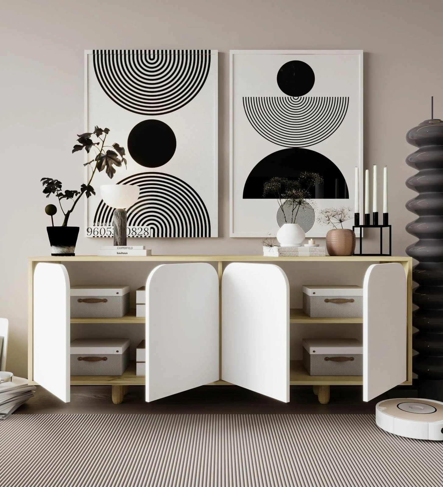 Konsol Skye Decor, Lazio Bohem 180, ngjyrë lis safir, e bardhë