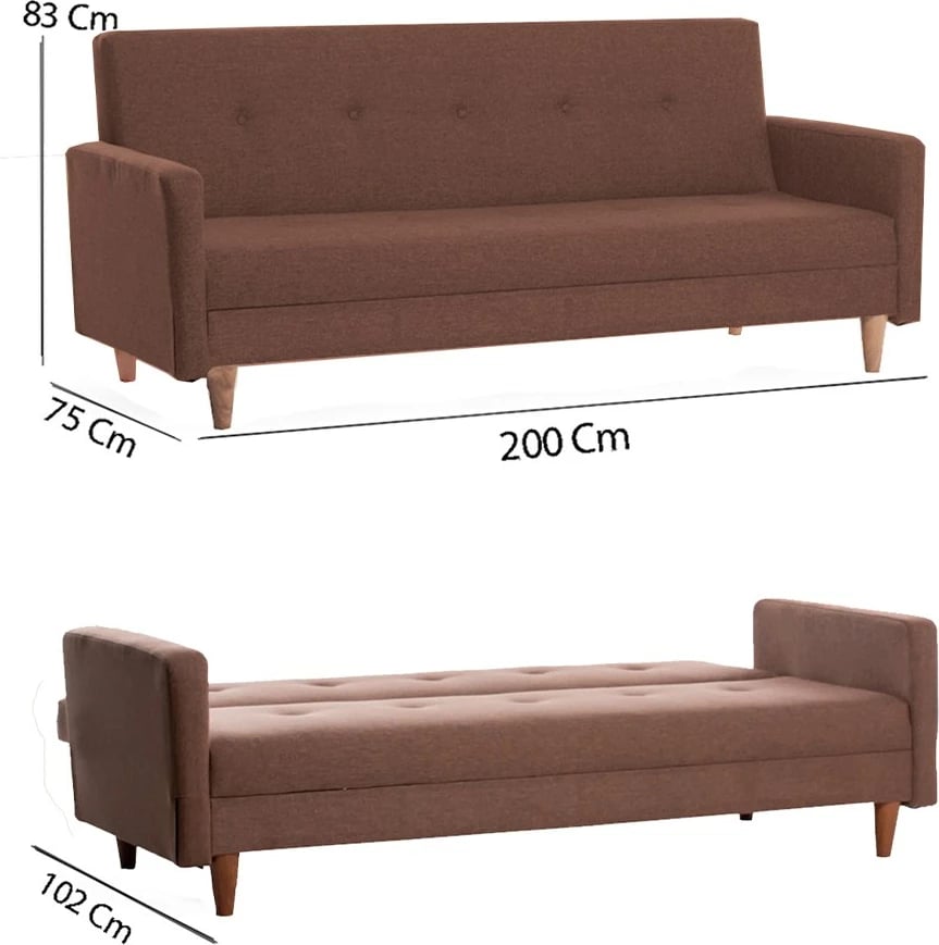 Divan-krevat 3 vendësh Atelier del Sofa, Hiko, ngjyrë kafe