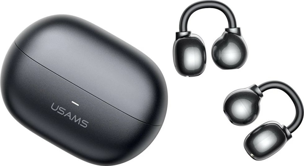 Kufje Bluetooth, USAMS Echo R02, Bluetooth 5.3, ear-clip in-ear, mikrofon i integruar, kuti karikimi 300 mAh, gri