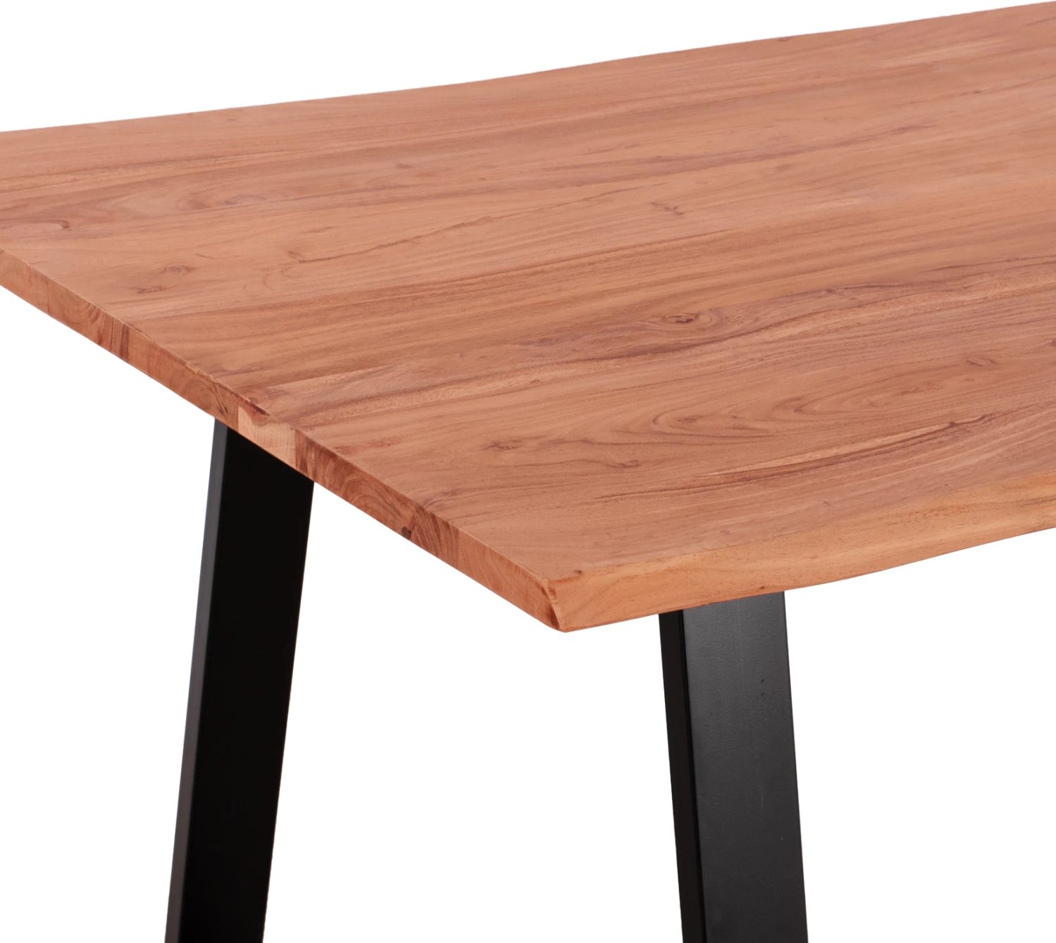 Tavolinë ngrënieje akacie, FH8501.11, dru akacie, këmbë të zeza, 200x100x77 cm