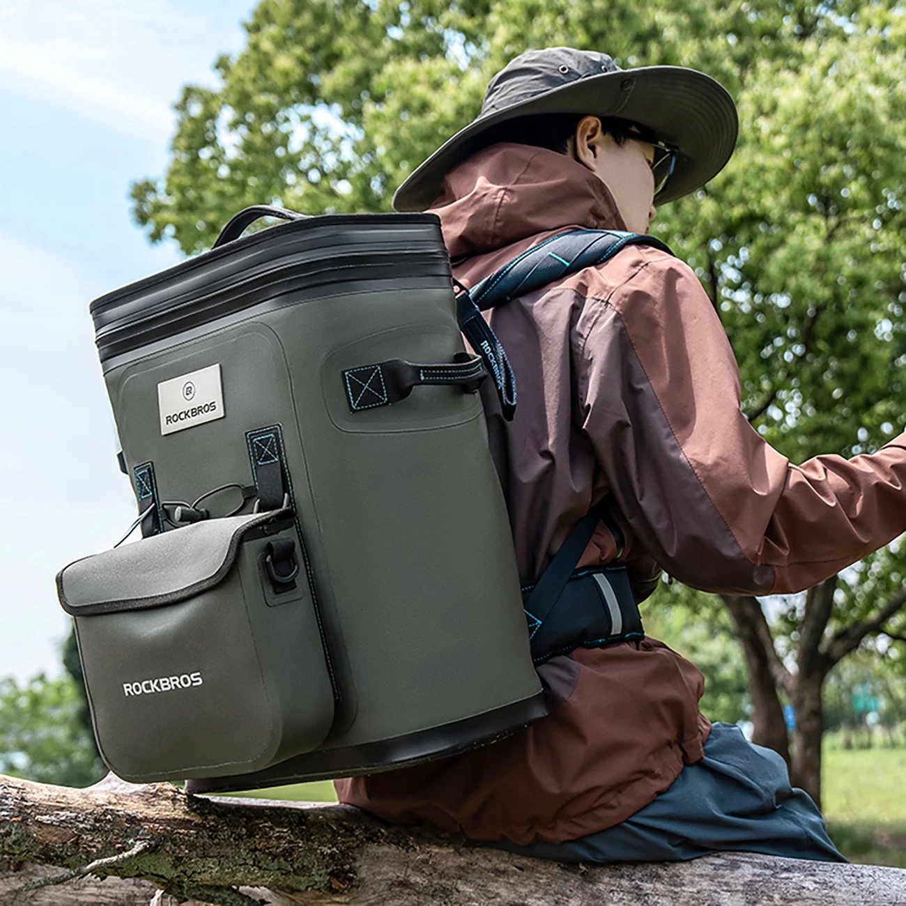 Çantë shpine termike Rockbros 3016001301, 20l + 2.5l, e gjelbër, set