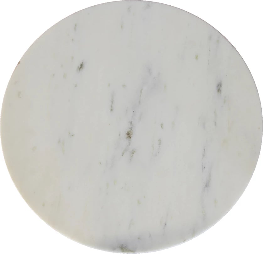 Tavolinë anësore Savoa, mermer i bardhë, dru akacie, 45x45x45