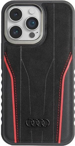 Mbështjellës Audi Genuine Leather me MagSafe për iPhone 15 Pro Max, zi e kuqe