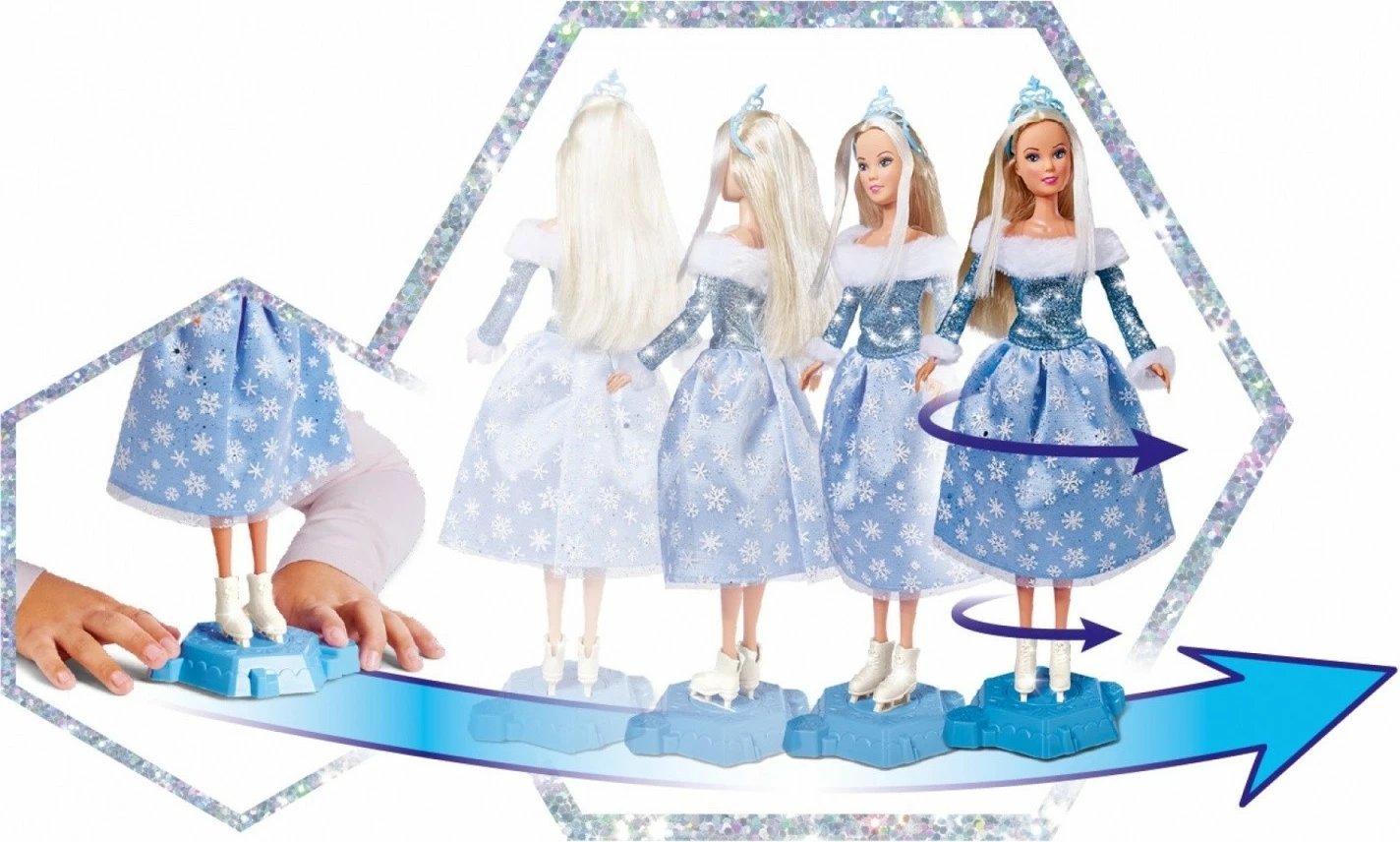 Kukull Steffi Love Winter Princess, Simba, 105733631, me fustan të kaltër dhe aksesorë
