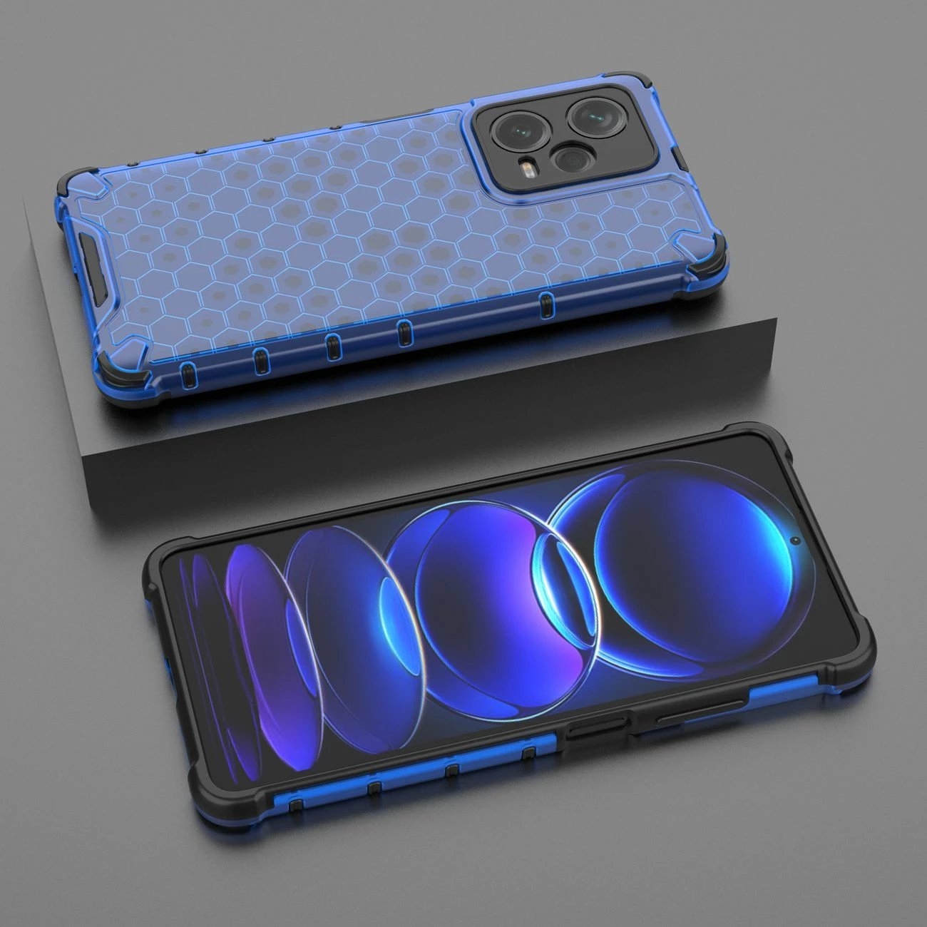 Mbështjellës Hurtel Honeycomb për Xiaomi Redmi Note 12 Pro+, kaltër