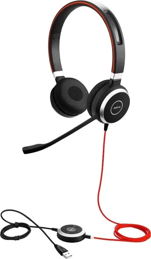 Kufje Jabra Evolve 40, Duo MS, të zeza/kuqe