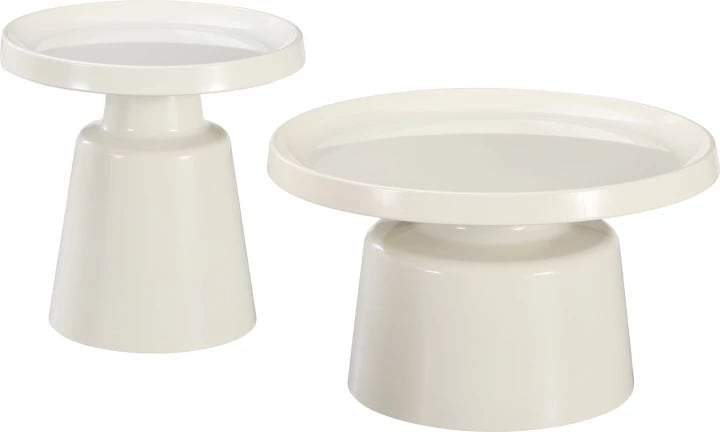 Set tavolina kafeje Ginoze, metal i bardhë, 2 copë