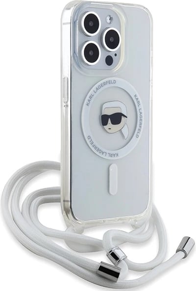 Mbështjellës Karl Lagerfeld Crossbody IML Karl Head MagSafe për iPhone 15 Pro Max, Transparent
