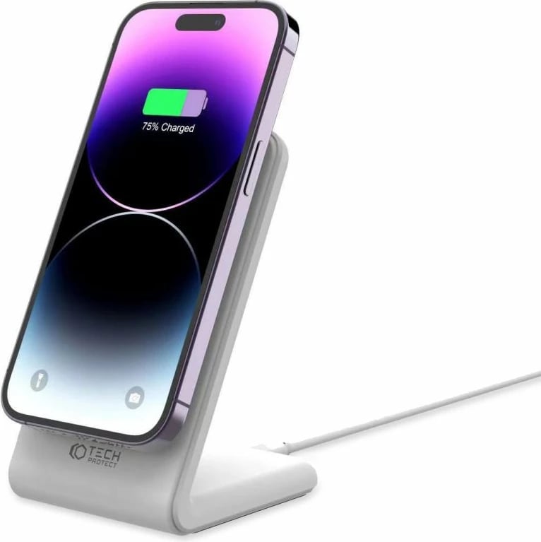 Karikues wireless MagSafe Tech-Protect QI15W-A23, 15W, i bardhë, me stand