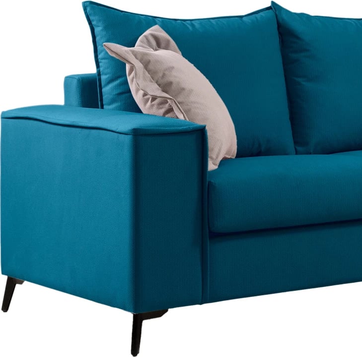 Set divanësh Verona 2 pjesë, pëlhurë petrol me jastëkë ngjyrë bezhë