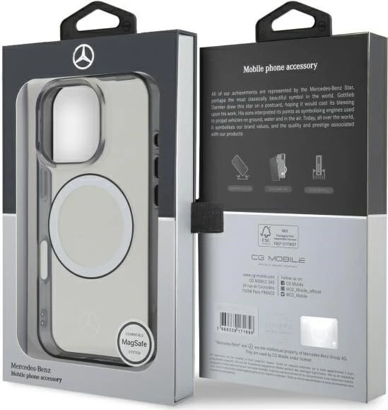 Mbështjellës Mercedes MagSafe për iPhone 16 Pro, Transparent