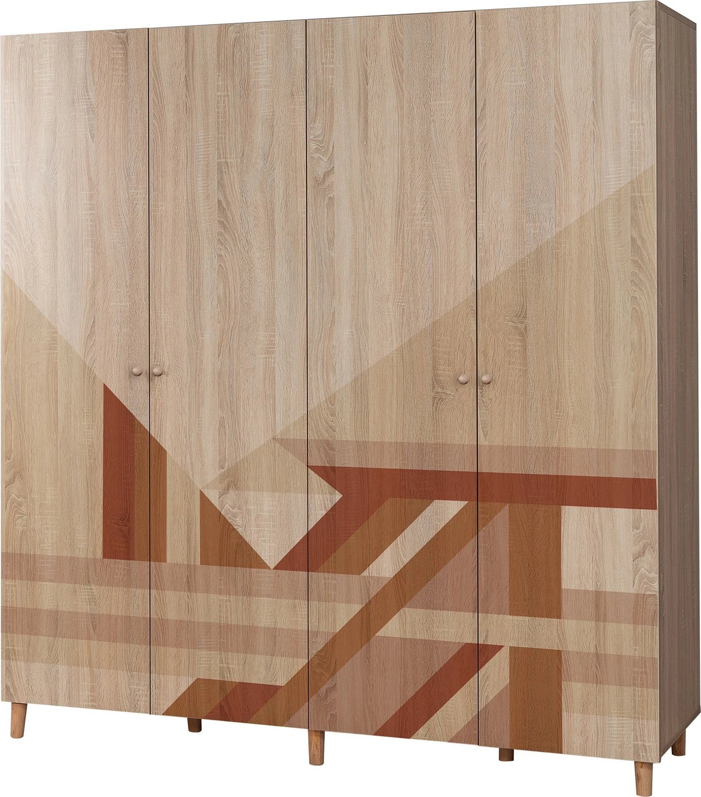 Dollap garderobe Sonomo, këmbë druri, doreza druri, Skye Decor, Loni 4 -910