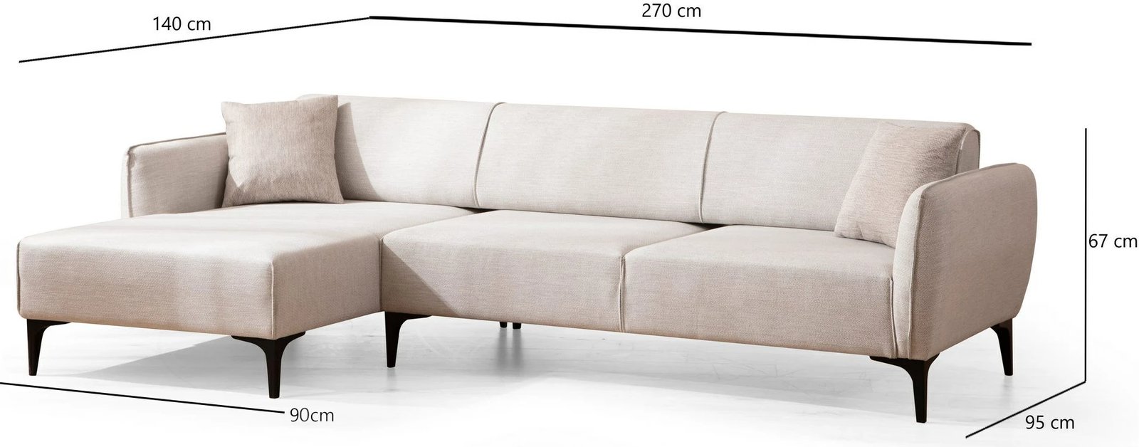 Kënd-sofë Atelier del Sofa, Belissimo, kënd i majtë, ngjyrë e bardhë e çelët