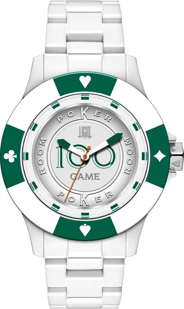 Orë dore LIGHT TIME Poker për meshkuj, e bardhë/e gjelbër