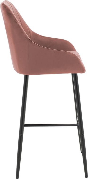 Karrige për bar Patrin, këmbë metalike të zeza, kadife ngjyrë mollë e kalbur