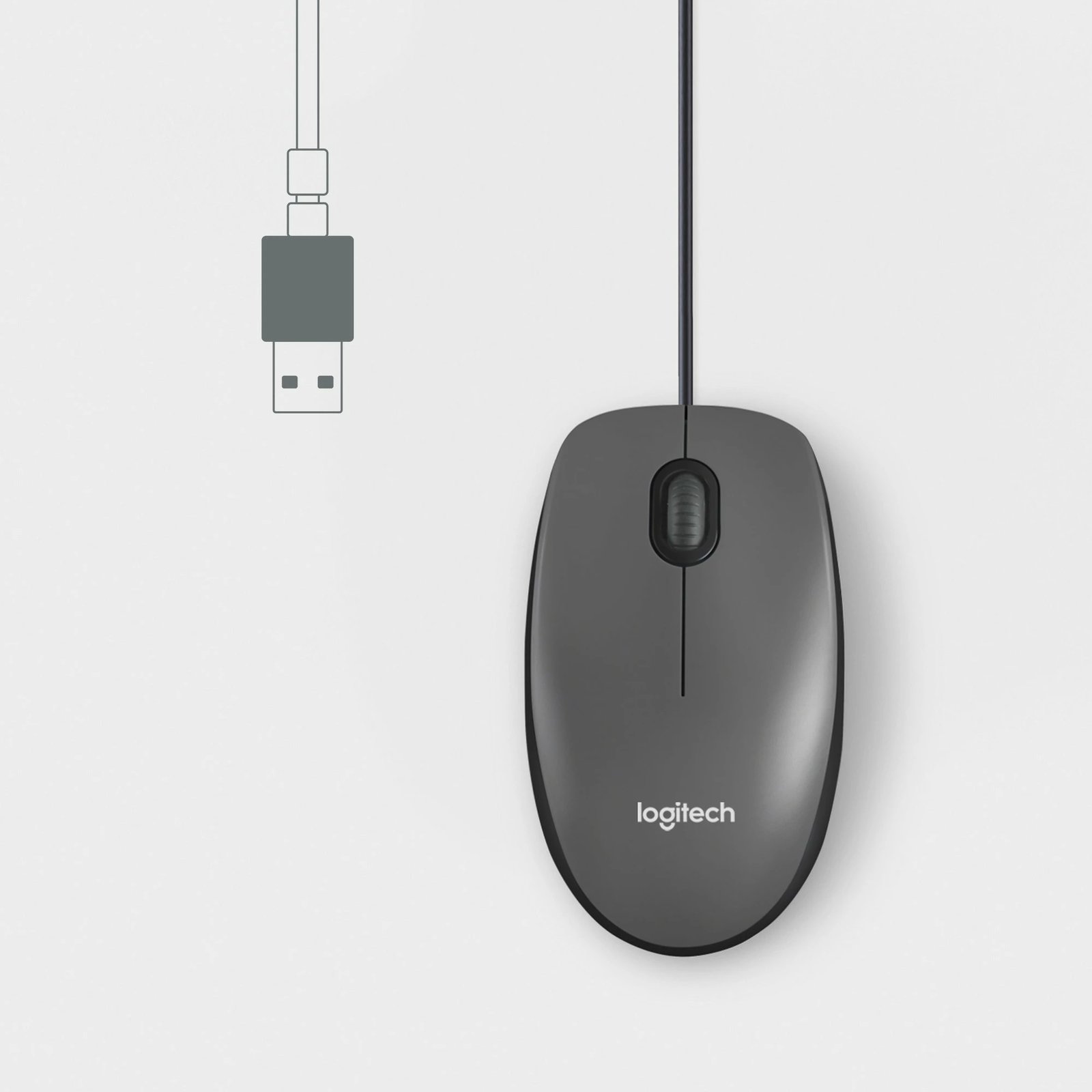 Maus Logitech M100, Ambidextrous, Optical, USB Type-A, 1000 DPI, Black
