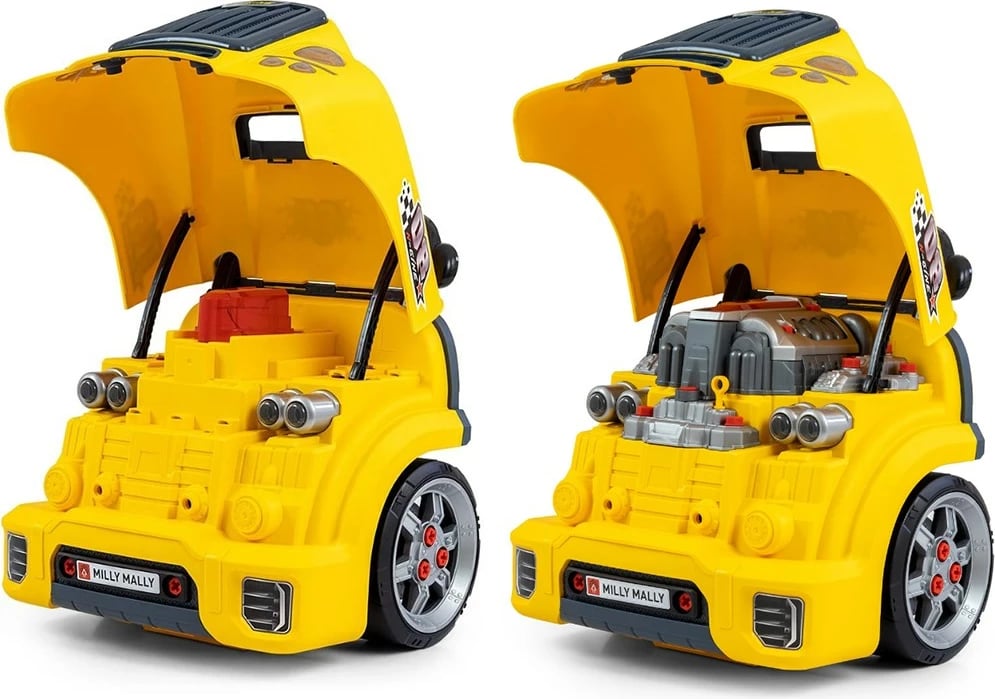 lodër edukative mekaniku, Milly Mally N-GINE, 56 pjesë, efekte dritë/tingull, 3xAA, 3+, e verdhë