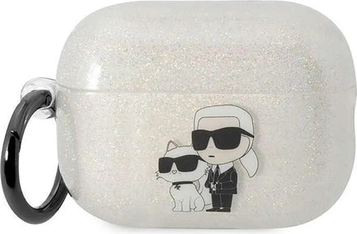 Mbështjellës Karl Lagerfeld Glitter NFT Karl & Choupette, Apple AirPods Pro 2, transparent