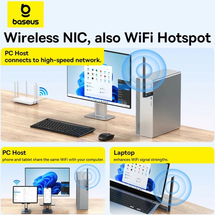 Kartelë rrjeti USB Baseus BS-OH171, 150Mb/s, me antenë të jashtme, e zezë