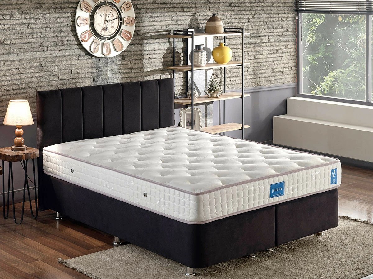 Baze dhe shtrat dopio me taban, Skye Decor, Ela Double, e zezë, 160x200