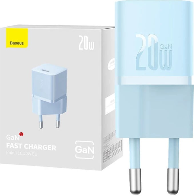 Karikues muri mini Baseus GaN5 20W USB-C, CCGN050103, blu